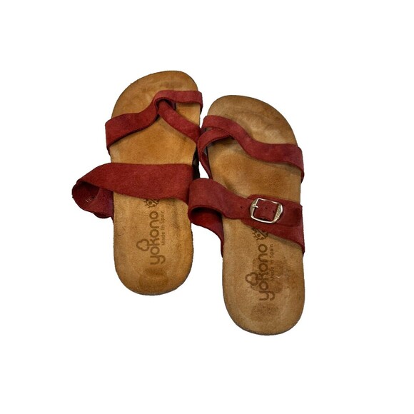 Yokono Womens Strappy Suede Sandals Cayenne Orange Size 7.5 Made In Spain - Picture 3 of 14